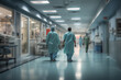 Two ER doctors walking down a hospital corridor