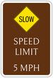 Campground parking sign speed limit