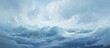 A beautiful painting depicting a massive wave in the ocean against a backdrop of the sky, capturing the power and beauty of nature