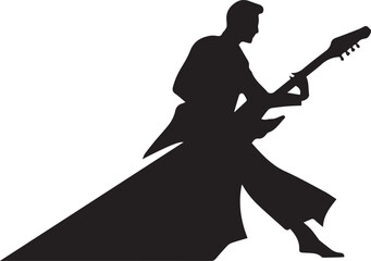 Sticker - silhouette of a person with guitar