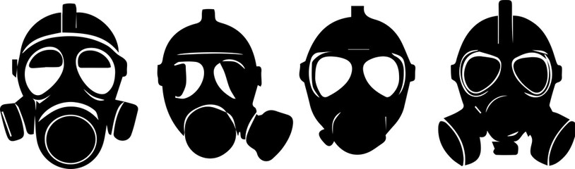 Black and white sketch of gas mask