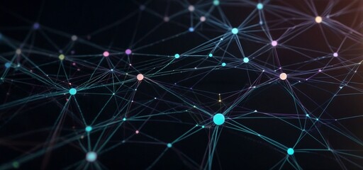 Abstract flashing connected digital data nodes and connection paths on any type of network 3d illustration, Generate by AI .
