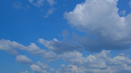 Wall Mural - blue sky with fluffy cloud time lapse on a sunny day 4k footage.