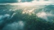 Morning Mist Over Asian Rainforest: Aerial View of Tropical Mountains