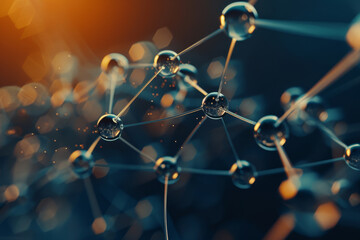 A close up of a complex network of molecules