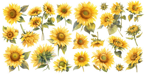Wall Mural - Watercolor sunflower clipart for graphic resources