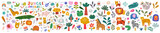 Fototapeta Pokój dzieciecy - Abstract doodles. Baby animals pattern. Fabric pattern. Vector illustration with cute animals. Nursery baby pattern illustration