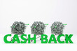 Cash back concept, shopping cart filled with American dollars. 3D rendering.