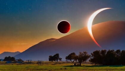 Wall Mural - sunrise over the earth, wallpaper eclipse that will cross North America, passing