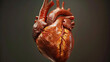 This image portrays an anatomically accurate human heart, highlighting the complexity of the organ with rich textures
