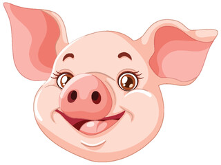 Wall Mural - Vector graphic of a smiling pink pig's face