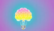 illustration Innovation Brain light Bulb, critical thinking concept, pastel art, colorful anime 2d,