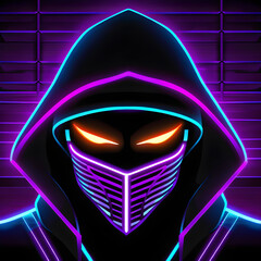 Wall Mural - Ethereal Purple: Exploring the Realm of Neon Ninja Characters(Generative AI)