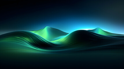 Digital blue and green aurora mountains abstract graphic poster web page PPT background