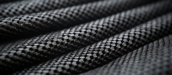 Sticker - Close-up shot of a monochromatic image capturing the intricate details of a textile material in black and white tones