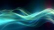 Digital blue green glowing wave abstract graphic poster web page PPT background