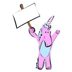 Canvas Print - Einhorn mit Schild