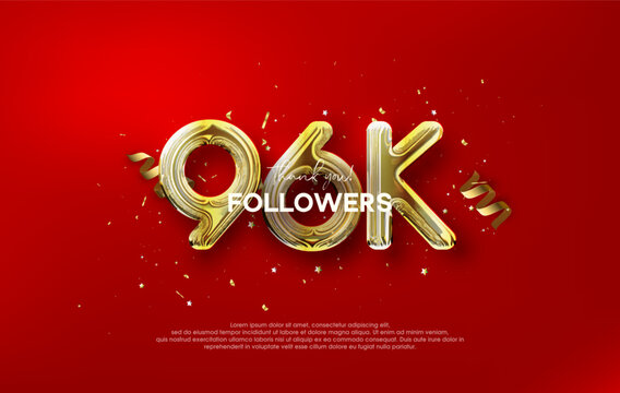 Thank you for the 96k followers with metallic gold balloons illustration.