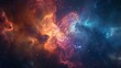 A hyper-realistic depiction of a vibrant space galaxy cloud nebula, illuminating the starry night cosmos with its colors, AI Generative