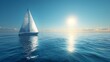 Sailboat gliding on open sea, freedom and adventure, clear blue sky, peaceful and liberating, AI Generative