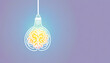 CREATIVE THINKING IDEA CONCEPT. PASTEL LIGHTBULB WITH BACKGROUND