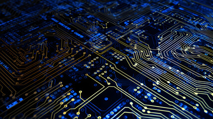 Technology blue computer circuit board abstract graphic poster web page PPT background