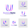 Set of Letter U logo design vector. Creative Initial U logo concepts template