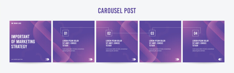 Wall Mural - set of minimalist business carousel post, customize social media template design, instagram and link