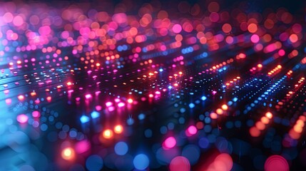 Poster - A futuristic abstract background featuring a network of glowing neon lines, representing data paths in cyberspace.