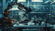The excitement of robotics with an image of a robot arm assembling or manipulating objects in a laboratory or factory setting