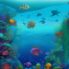 Poster - Tropical Undersea Paradise, Oil Painting