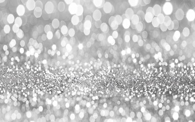 Silver Sparkling texture light and glitter abstract background, copy space christmas and Birthday banner card