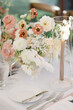Elegant floral wedding table arrangement