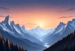 fantasy Serene mountain range at sunset majestic p (6)