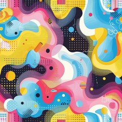 Fototapete - vaporwave pattern with pastel colors of varying shapes and dispersions pattern