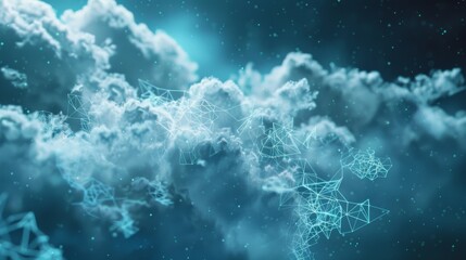 Aufkleber - Abstract forms inspired by cloud computing and IoT technology AI generated illustration