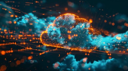 Aufkleber - Abstract visualizations of data storage and cloud computing systems AI generated illustration