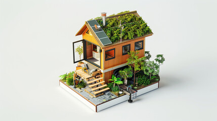 Wall Mural - A 3D miniature of tiny house