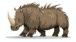 Cartoon woolly rhino on white background flat vector 
