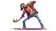 Cartoon zombie doing dabbing dance flat vector 