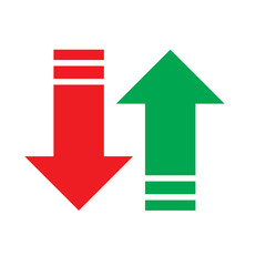 Wall Mural - Up and down arrow icon sign vector. Cryptocurrency, stock and forex investment trading analysis, Swipe up on the icon. Up and down scroll arrow, drag button on action icon in social media interface.