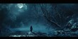 Horror Scene: Alone in the Dark Transylvanian Forest with Surreal Abstraction and Cold Moonlight Atmosphere