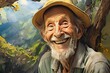 © Quan - Portrait of an old man in a hat on a background of nature