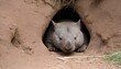 A Curious Wombat Peeking Into A Burrow  3