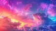 © SAIRA  BANO - 3d render, abstract fantasy background of colorful sky with neon clouds