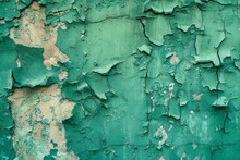 Texture Of Old Rustic Wall Covered With Green Peeling Paint