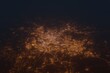 Aerial shot on Guatemala at night, view from west. Imitation of satellite view on modern city with street lights and glow effect. 3d render