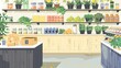 An illustration of a zero-waste grocery store with bulk bins and reusable containers  AI generated illustration