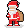 Pixel art cartoon santa claus character with a gift bag