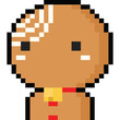 Pixel art cartoon portrait christmas gingerbread man character